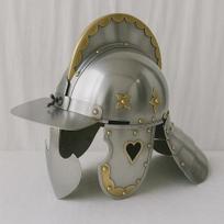 Medieval Steel Brass Burgonet Helmet Mid Century Replica Armor Decorative Burgonet Helmet Look Knight Armor