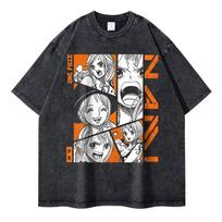 Roronoa Zoro T-shirts Vintage Washed Anime One P-Piece T-shirt Streetwear Oversized L-Luffy Manga Tops Tees 100% Cotton S