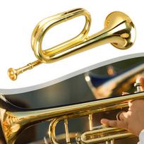 Trimitas Profesionali marsiravimo grupės instrumentas Pūtimas signalinis ragelis, žalvario lydinio muzikos instrumentas beige