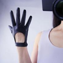 Moteriškos rudos odinės pirštinės Motociklo vairavimui Trumpos riešo tuščiaviduriu nugaros dalimi Mygtuko užsegimas TECH Tikros avies odos pirštinės Cosplay M juoda