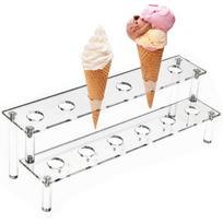 Clear Acrylic Ice Cream Cone Holder Dessert Popcorn Display Stand 12 Hole Baking Kitchen 2 Tier Wedding Party Buffet Food Shelf CN
