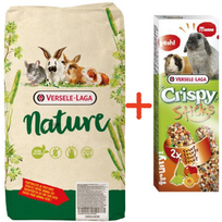 VERSELE-LAGA Cavia Nature 9kg - naminiams gyvūnėliams kavijoms + VERSELE LAGA traškios lazdelės triušiams ir jūrų kiaulytėms Vaisiai 110g - 2 vaisių kolbos triušiams ir jūrų kiaulytėms