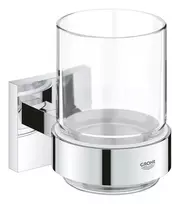 Grohe QuickFix Start Cube - dantų šepetėlio ir dantų pastos laikiklis su laikikliu, stiklinis/chromuotas 41097000