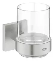 Grohe QuickFix Start Cube - dantų šepetėlio ir dantų pastos indelis su laikikliu, stiklas/Supersteel 41097DC0