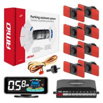 Parkavimo pagalbos sistema LED-GRAF 3D, 8 juodi jutikliai, vidinis montavimas 16,5 mm AMIO-03196