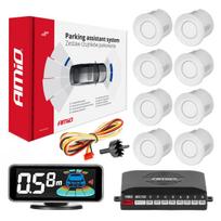 Parkavimo pagalbos sistema LED-GRAF 3D, 8 balti jutikliai 21,5 mm AMIO-03194