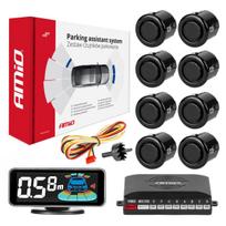 Parkavimo pagalbos sistema LED-GRAF 3D, 8 juodi spalvos jutikliai GOLD 18 mm AMIO-03192