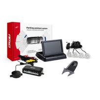 Parkavimo pagalbos sistema TFT02 4,3" su HD-502-IR kamera, 4 sidabro spalvos jutikliai