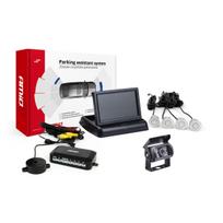 Parkavimo pagalbos sistema TFT02 4,3" su HD-501-IR kamera, 4 sidabro spalvos jutikliai