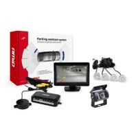 Parkavimo pagalbos sistema TFT01 4,3" su HD-501-IR kamera, 4 sidabro spalvos jutikliai