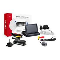Parkavimo pagalbos sistema TFT02 4,3" su HD-308-LED kamera, 4 sidabro spalvos jutikliai