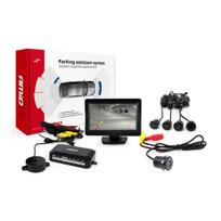 Parkavimo pagalbos sistema TFT01 4,3" su HD-307-IR  LED kamera, 4 juodi jutikliai GOLD 18 mm
