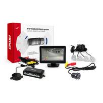 Parkavimo pagalbos sistema TFT01 4,3" su HD-307-IR kamera, 4 sidabro spalvos jutikliai 22 mm