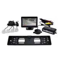 Parkavimo pagalbos sistema TFT01 4,3" su CAM-402 LED kamera, 4 sidabro spalvos jutikliai
