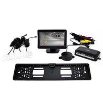 Parkavimo pagalbos sistema TFT01 4,3" su CAM-402 LED kamera, 4 balti jutikliai