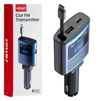 Automobilinis FM siųstuvas, 1×USB-A 1×USB-C 12V 24V AMIO-04656