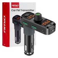 Automobilinis FM siųstuvas, 2×USB-A 1×USB-C microSD 12V 24V AMIO-04653