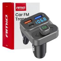 Automobilinis FM siųstuvas, 2×USB-A 1×USB-C 12V 24V AMIO-04649