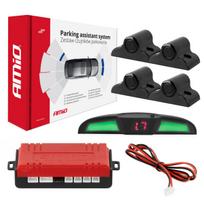 Parkavimo pagalbos sistema LED COB, 4 juodi jutikliai 19 mm, sunkvežimiams AMIO-02286