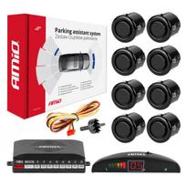 Parkavimo pagalbos sistema LED, 8 juodi jutikliai GOLD 18 mm AMIO-01603