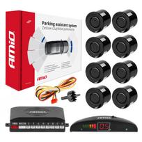 Parkavimo pagalbos sistema LED, 8 juodi jutikliai 22 cm AMIO-01560