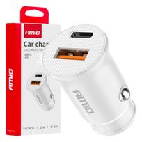Automobilinis įkroviklis USB-A + USB-C 20W 12/24V AMiO-03877