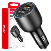 Automobilinis įkroviklis 2x USB-C + USB-A 12/24V 100W AMIO-04371