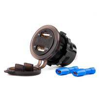 Vandeniui atsparus telefono įkroviklis su skaitmeniniu voltmetru 2xUSB 12/24V MOD-06