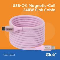 USB-C į USB-C kabelis 2M/MAGNETINIS ROŽINIS CLUB3D