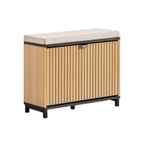 SoBuy batų spintelė su sėdyne FSR201-N, juodas marmuras/medis, 60x24x50cm