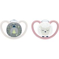 NUK Perfect Match Air Night 6-18 m čiulptukas Firefly/Sheep 2 vnt.