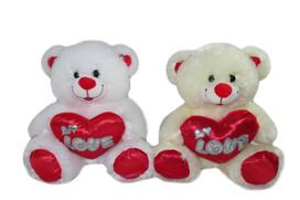 Pliušinis meškiukas 30 cm su širdele LOVE (M3739) įvairus
