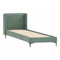 Viengulė lova žalios spalvos audiniu dengta su lovos grotelėmis 90x200 cm Basti – Ropez