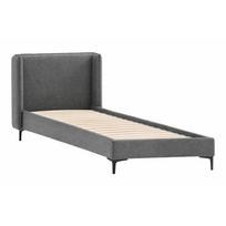 Viengulė lova tamsiai pilkos spalvos audiniu dengta su lovos grotelėmis 90x200 cm Basti – Ropez