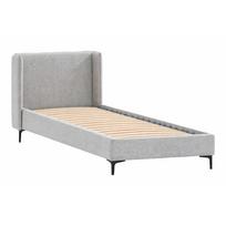 Viengulė lova pilkos spalvos audiniu dengta su lovos grotelėmis 90x200 cm Basti – Ropez