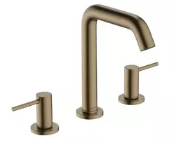 Hansgrohe Tecturis S – praustuvo maišytuvas su „Push-Open“ išleidimo komplektu, 3 skylių montavimas, EcoSmart, šlifuotas bronzos spalvos 73330140
