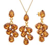 Papuošalų rinkinys moterims DiamondSky "Amber II (Light Amber)" su Swarovski kristalais