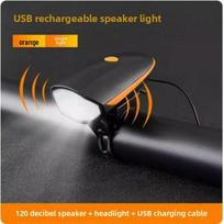 7588 USB saulės energija maitinamas dviračio žibintas ir ragas naktiniam važiavimui 7588 oranžinė spalva