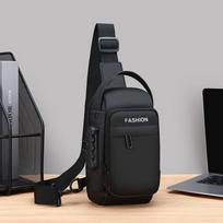Vyriška Anti- Theft Krūtinės Rankinė Peties USB Įkrovimo Crossbody Krepšys Mokyklai Trumpai Kelionei Messengeriai Sporto Salė Vyriška Sling Sportinė Kuprinė juoda