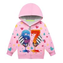 Girls Anime Cartoon Steal a Brainrot 67 Printed Casual Hooded Zipper Long Sleeves Jacket Coat 110cm black
