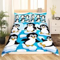 Pingvino Antklodės Užvalkalas Kawaii Gyvūnas Juoda Balta Mažas Pingvinas Užvalkalas Komplektas Ledkalnis Antarktika Žiemos Patalynės Komplektas 70x133cm 3pcs