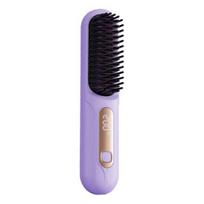 Cordless Hair Straightener Brush 3 Temperature Adjustable LED Display Mini Hair Straightening Comb USB Rechargeable Fast Heating Electric Hot Brush A