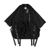 Japoniškas tradicinis juodas kimono kardiganas Diablo Samurajus Ninja Cosplay kostiumas Kinų Hanfu stiliaus paltas Streetwear M juoda