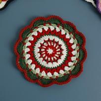 Bohemiškas padėkliukas rankų darbo spalvingas vilnos nėrimo apvalus padėkliukas namų dekoravimui stilingi virtuvės ir svetainės aksesuarai diameter 13cm