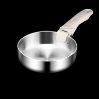 Portable 30cm Flat-Bottom Stainless Steel Frying Pan with Detachable Handle