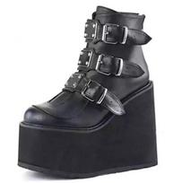 Moteriški kulkšnies batai Gothic Platform Punk Winter Martin Juodi aukštakulniai Seksualūs moteriški batai 35 juoda