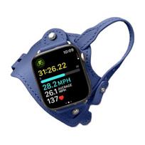 Cycling Watch Strap Compatible for Apple Watch Series Adjustable Vintage Faux Leather Smartwatch Wristband Replacement mėlyna