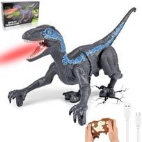 GuKKK Nuotolinio valdymo dinozauras, RC T-Rex robotas su vaikščiojimu, purškikliu, riaumojimu ir galvos judinimu, elektroninis dinozauras berniukams ir mergaitėms (Pilka) žalia