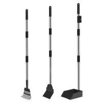 Swivel Bin Rake Spade Pooper Scooper Kit Adjustable Extended Handle Stainless Steel