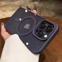 For iPhone 16 15 14 13 12 11 Pro X XS XR Max 7 8 Plus Mini Luxury Magsafe Transparent Case Magnetic Wireless Charge Phone Cover For iphone 16 tamsiai violetine spalva